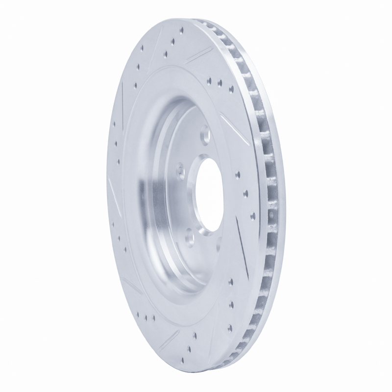 Ford Mustang Brake Rotor (1) - Rear Right - R1 Concepts - Drilled & Slotted - Silver - `15-`23